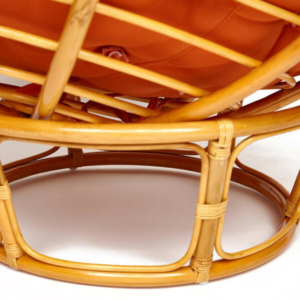 Кресло-качалка PAPASAN 23/01 W с подушкой, мед, ткань оранжевый (вид 3) Кресло-качалка PAPASAN 23/01 W с подушкой, мед, ткань оранжевый (фото, вид 3)