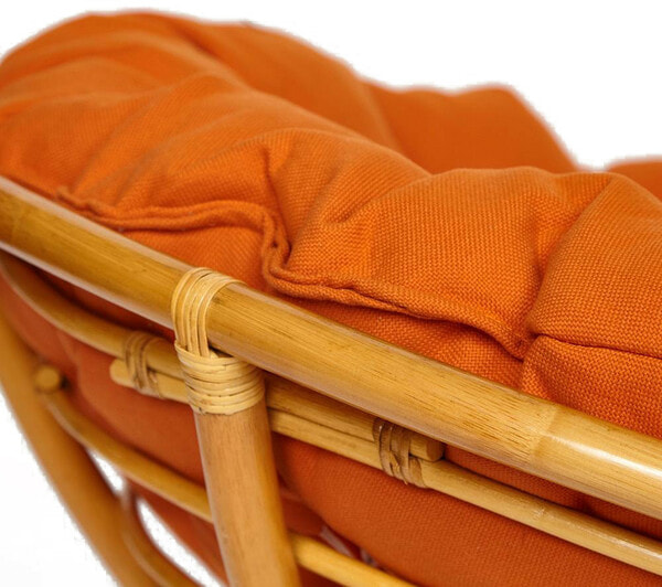 Кресло-качалка PAPASAN 23/01 W с подушкой, мед, ткань оранжевый (вид 4) Кресло-качалка PAPASAN 23/01 W с подушкой, мед, ткань оранжевый (фото, вид 4)