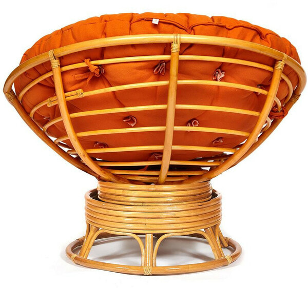 Кресло-качалка PAPASAN w 23/01 B с подушкой, мед, ткань оранжевый (вид 2) Кресло-качалка PAPASAN w 23/01 B с подушкой, мед, ткань оранжевый (фото, вид 2)