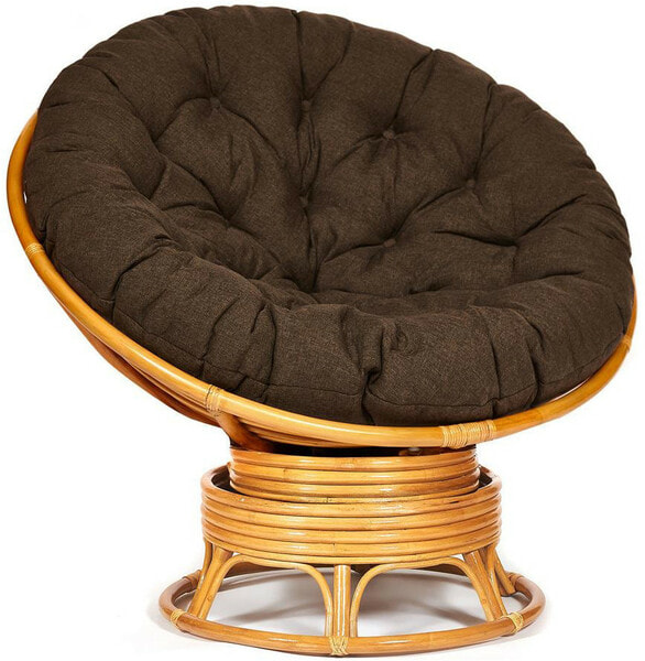 Кресло-качалка PAPASAN w 23/01 B с подушкой, мед, ткань коричневый (фото)