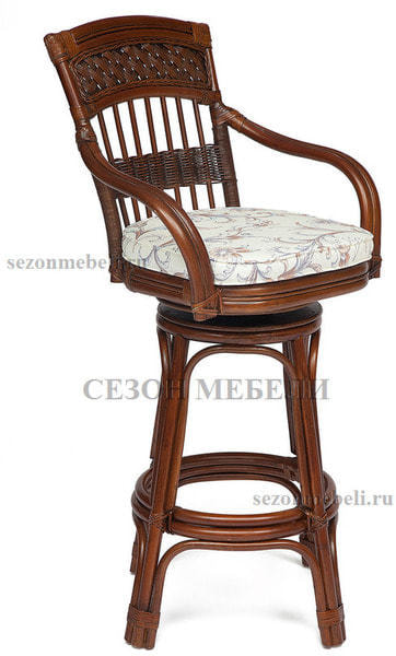 Стул барный «Андреа» (Andrea) натуральный ротанг (Pecan washed) Стул барный «Андреа» (Andrea) натуральный ротанг (Pecan washed) (фото)