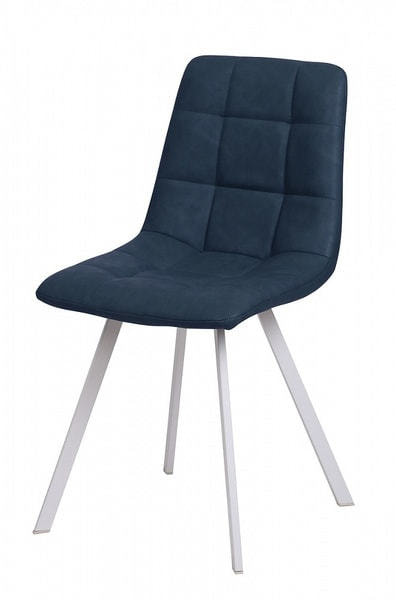 Стул CHILLI SQUARE RU-03 синяя сталь, PU/ белый каркас