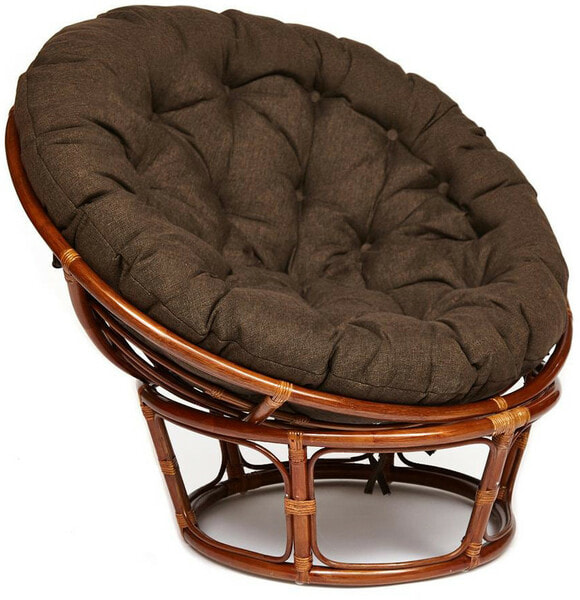 Кресло-качалка PAPASAN 23/01 W с подушкой, орех, ткань коричневый Кресло-качалка PAPASAN 23/01 W с подушкой, орех, ткань коричневый (фото)