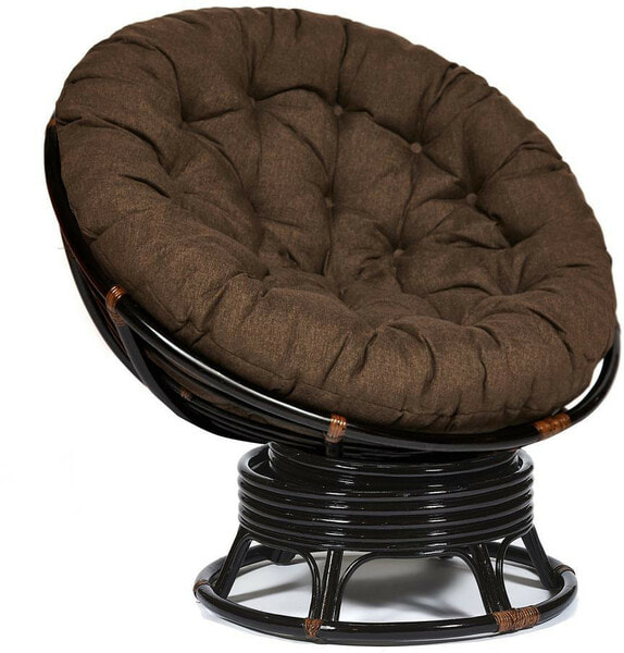 Кресло-качалка PAPASAN w 23/01 B с подушкой, античный черно-коричневый, ткань коричневый Кресло-качалка PAPASAN w 23/01 B с подушкой, античный черно-коричневый, ткань коричневый (фото)
