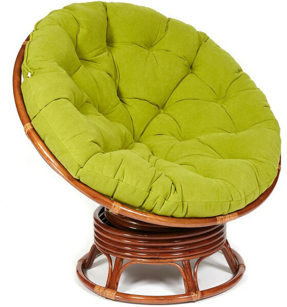 Кресло-качалка PAPASAN w 23/01 B с подушкой, орех, флок Олива Кресло-качалка PAPASAN w 23/01 B с подушкой, орех, флок Олива (фото)