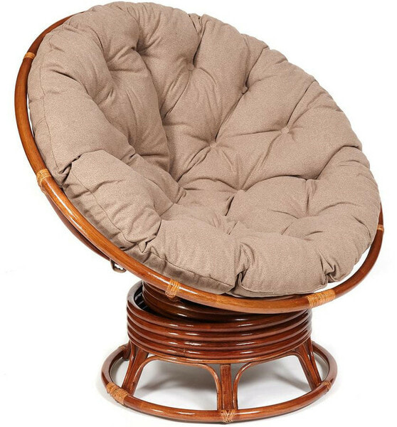 Кресло-качалка PAPASAN w 23/01 B с подушкой, орех, экошерсть коричневый Кресло-качалка PAPASAN w 23/01 B с подушкой, орех, экошерсть коричневый (фото)