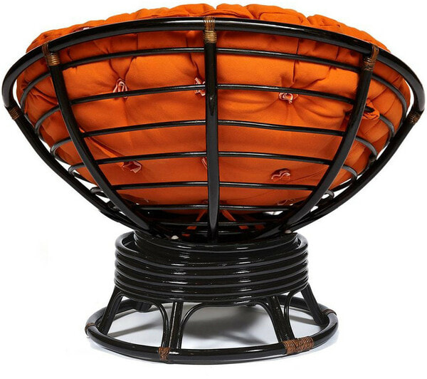 Кресло-качалка PAPASAN w 23/01 B с подушкой, античный черно-коричневый, ткань оранжевый (вид 2) Кресло-качалка PAPASAN w 23/01 B с подушкой, античный черно-коричневый, ткань оранжевый (фото, вид 2)