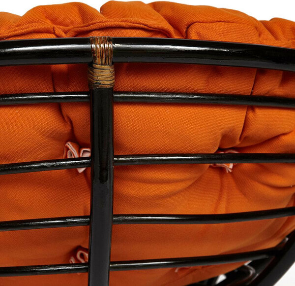 Кресло-качалка PAPASAN w 23/01 B с подушкой, античный черно-коричневый, ткань оранжевый (вид 3) Кресло-качалка PAPASAN w 23/01 B с подушкой, античный черно-коричневый, ткань оранжевый (фото, вид 3)