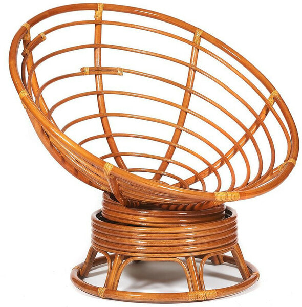 Кресло-качалка PAPASAN w 23/01 B с подушкой, коньяк, экошерсть коричневый (фото, вид 1)