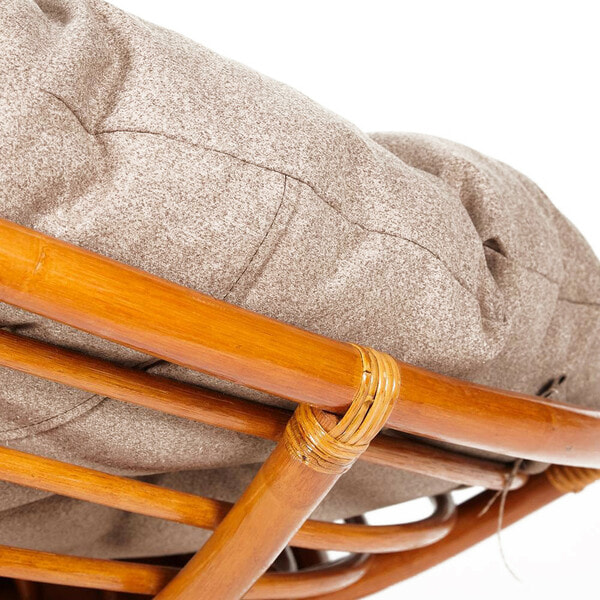 Кресло-качалка PAPASAN w 23/01 B с подушкой, коньяк, экошерсть коричневый (фото, вид 3)