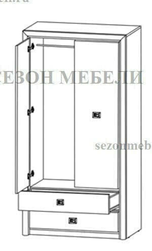 Шкаф платяной Коен SZF2D2S ясень снежный/ сосна натуральная (фото, вид 1)