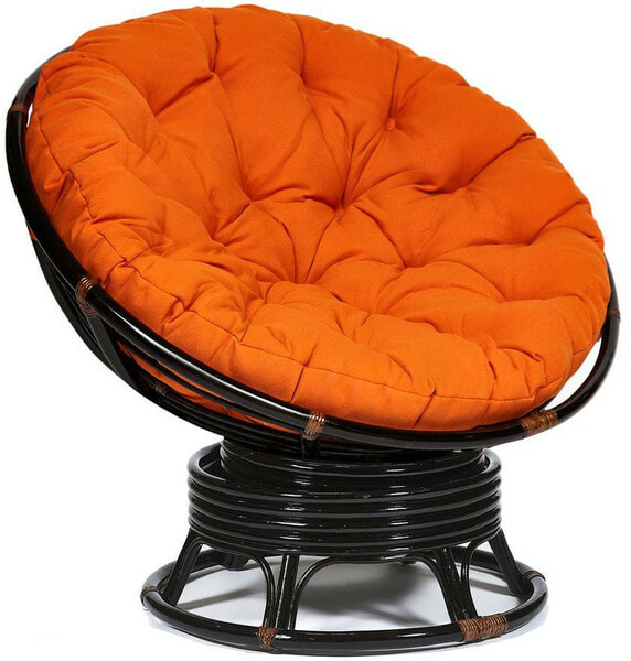 Кресло-качалка PAPASAN w 23/01 B с подушкой, античный черно-коричневый, ткань оранжевый Кресло-качалка PAPASAN w 23/01 B с подушкой, античный черно-коричневый, ткань оранжевый (фото)