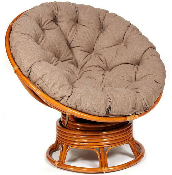 Кресло-качалка PAPASAN w 23/01 B с подушкой, коньяк, экошерсть коричневый (фото)