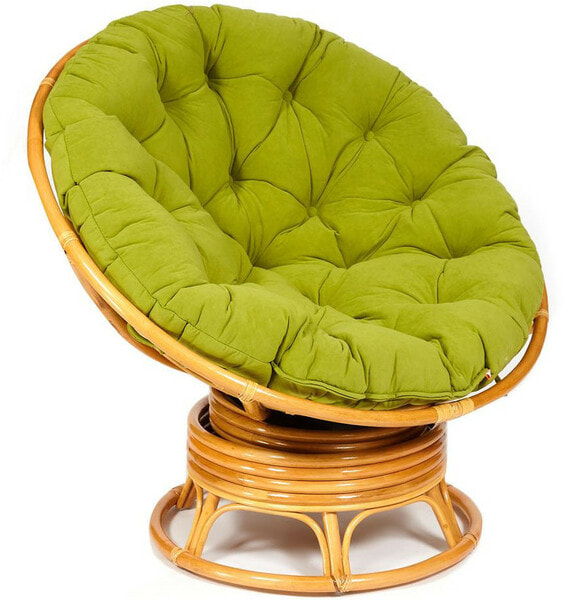 Кресло-качалка PAPASAN w 23/01 B с подушкой, мед, флок Олива (фото)